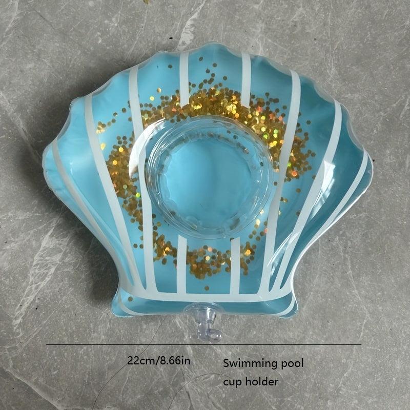 Summer Pool Float Cup Holder with Clouds Flamingo Sequin Shell Umbrella Cup Tray