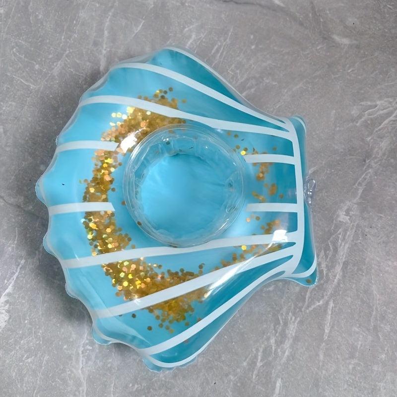 Summer Pool Float Cup Holder with Clouds Flamingo Sequin Shell Umbrella Cup Tray