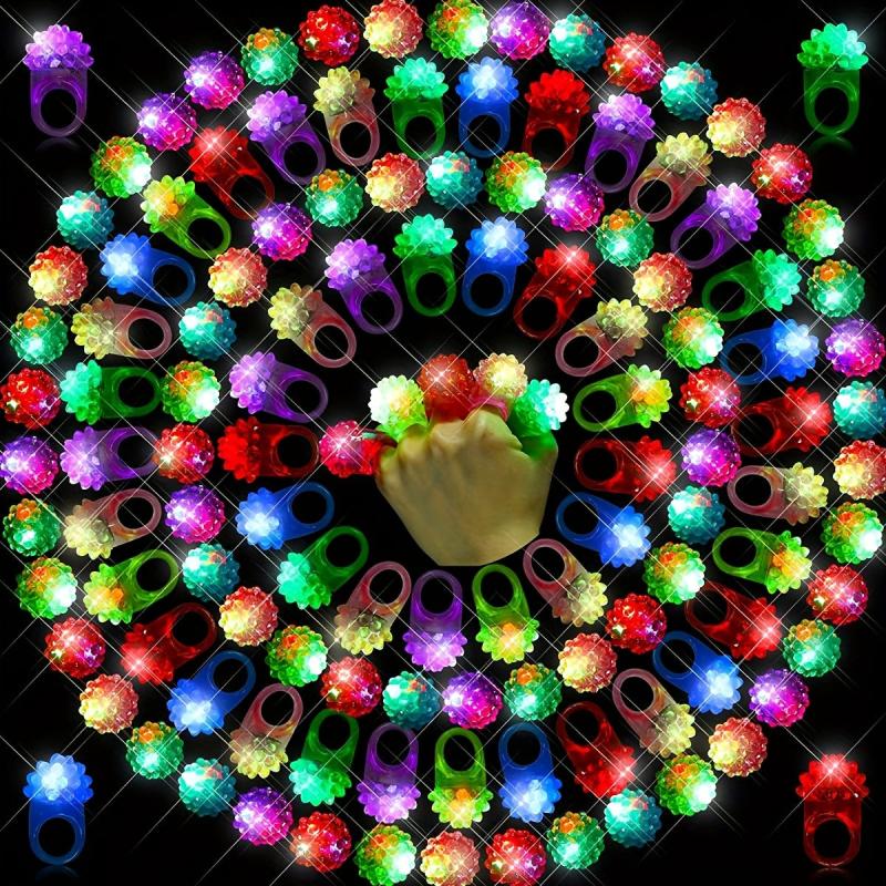 24pcs Luminous Strawberry Ring Glow In The Dark Party Supplies