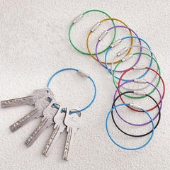 10pcs Stainless Steel Cable Keychain Circle Locking Key