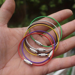 10pcs Stainless Steel Cable Keychain Circle Locking Key