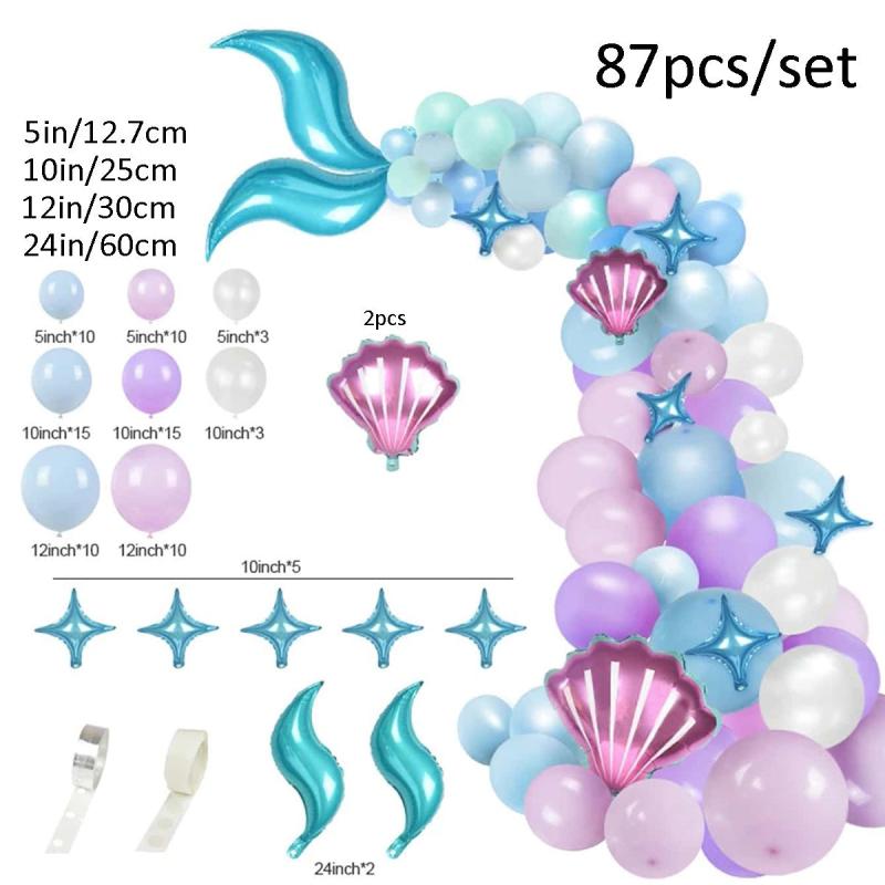87pcs Mermaid Balloon Set Summer Party Decor