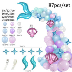 87pcs Mermaid Balloon Set Summer Party Decor