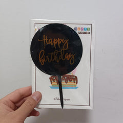 Bronzing Acrylic Happy Birthday Cake Insert Card Decoration