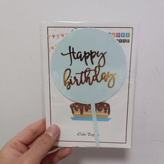 Bronzing Acrylic Happy Birthday Cake Insert Card Decoration