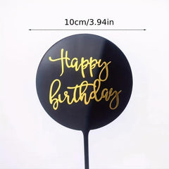 Bronzing Acrylic Happy Birthday Cake Insert Card Decoration