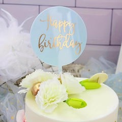 Bronzing Acrylic Happy Birthday Cake Insert Card Decoration