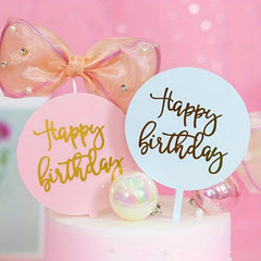 Bronzing Acrylic Happy Birthday Cake Insert Card Decoration