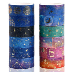 12 Rolls Starry Sky Washi Tape Masking Tape Golden Paper Tape