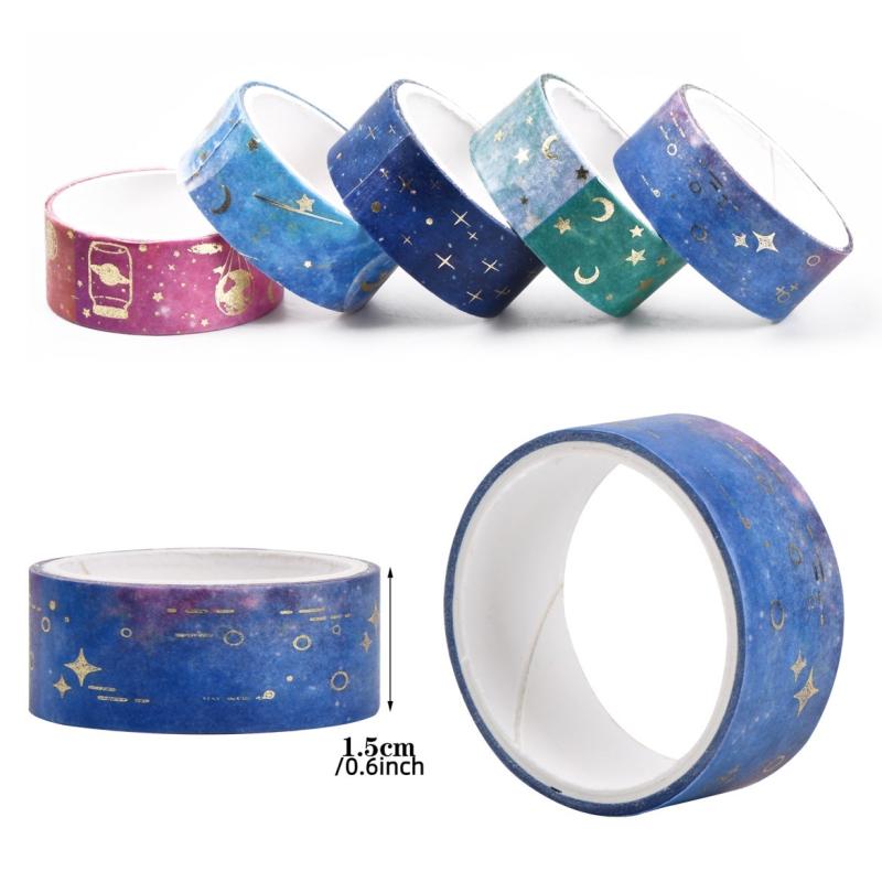 12 Rolls Starry Sky Washi Tape Masking Tape Golden Paper Tape