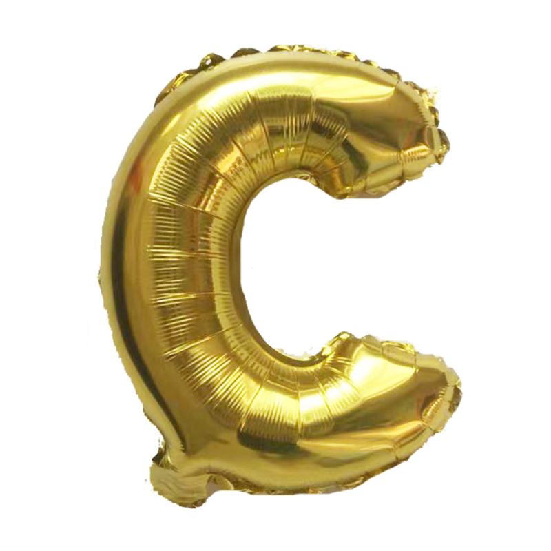 16th Birthday Number Balloons - Gold Letters Aluminum Film Decor