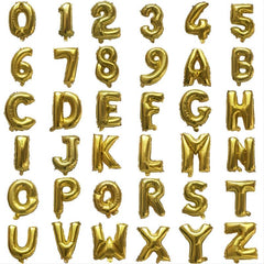 16th Birthday Number Balloons - Gold Letters Aluminum Film Decor