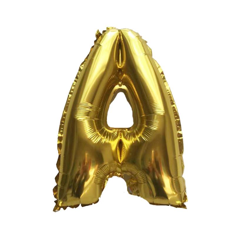 16th Birthday Number Balloons - Gold Letters Aluminum Film Decor