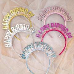 Colorful Happy Birthday Headband Rain Silk Party Supplies Gift