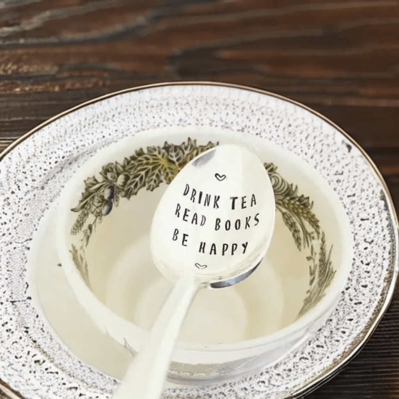 Happy Tea Time Set with Engraved Spoon - Ideal Gift for Loved Ones