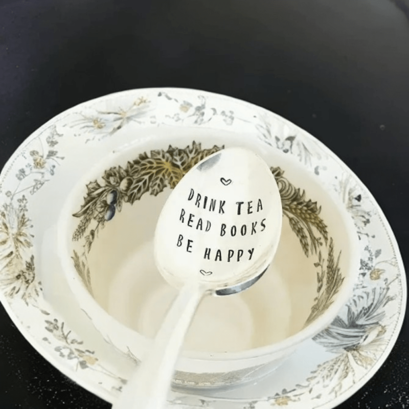 Happy Tea Time Set with Engraved Spoon - Ideal Gift for Loved Ones