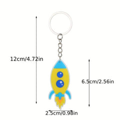 PVC Space Astronaut Keychain Alien Spaceship Cartoon Keyring Packs
