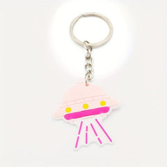 PVC Space Astronaut Keychain Alien Spaceship Cartoon Keyring Packs