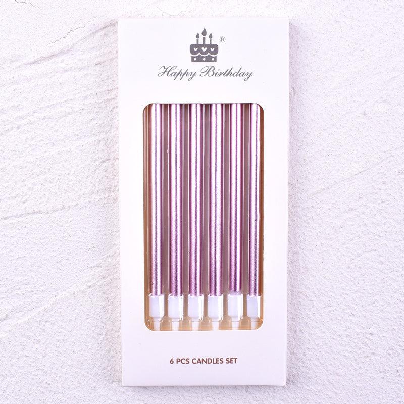 6Pcs Metallic Birthday Cake Candles 14cm Long Thin Cake Decorations