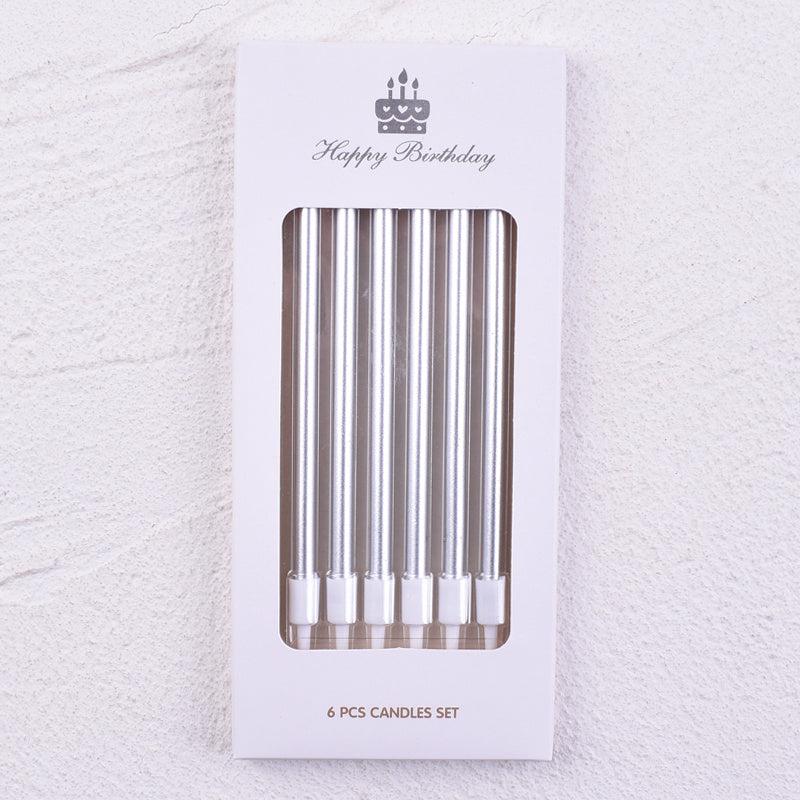 6Pcs Metallic Birthday Cake Candles 14cm Long Thin Cake Decorations