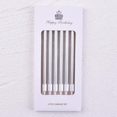 6Pcs Metallic Birthday Cake Candles 14cm Long Thin Cake Decorations