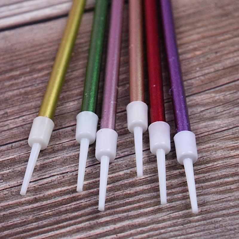 6Pcs Metallic Birthday Cake Candles 14cm Long Thin Cake Decorations