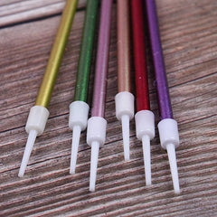 6Pcs Metallic Birthday Cake Candles 14cm Long Thin Cake Decorations