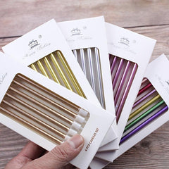 6Pcs Metallic Birthday Cake Candles 14cm Long Thin Cake Decorations
