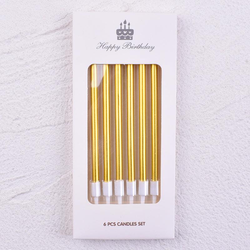 6Pcs Metallic Birthday Cake Candles 14cm Long Thin Cake Decorations