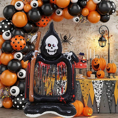Halloween Party Scene Layout Base Skull Picture Frame Balloon