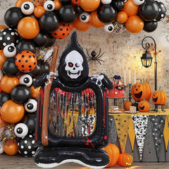 Halloween Party Scene Layout Base Skull Picture Frame Balloon