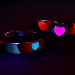 Adjustable Love Luminous Couple Ring Heart Shaped Ring