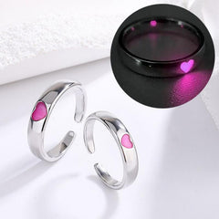 Adjustable Love Luminous Couple Ring Heart Shaped Ring