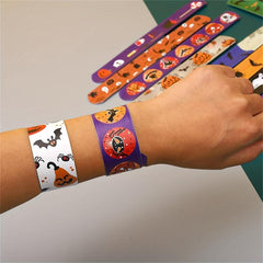12pcs Halloween Slap Bracelet Skeleton Wrist Pop Circle