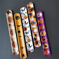 12pcs Halloween Slap Bracelet Skeleton Wrist Pop Circle