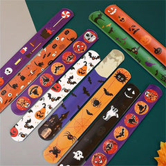 12pcs Halloween Slap Bracelet Skeleton Wrist Pop Circle