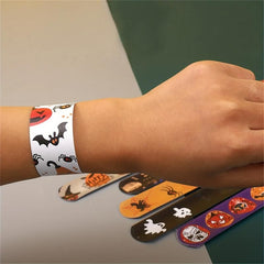 12pcs Halloween Slap Bracelet Skeleton Wrist Pop Circle