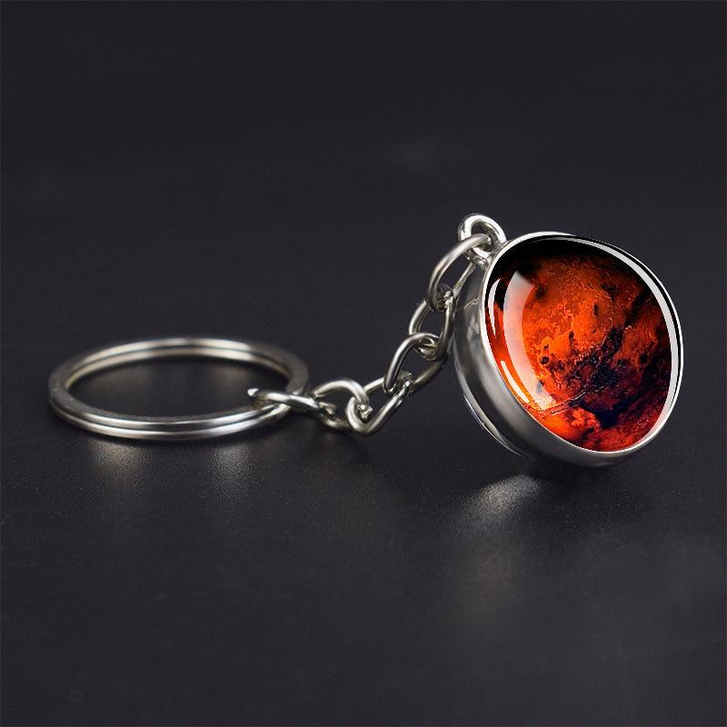 Solar System Planets Keychain Double Sided Glass Ball Astronomy Gift