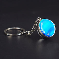 Solar System Planets Keychain Double Sided Glass Ball Astronomy Gift