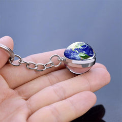 Solar System Planets Keychain Double Sided Glass Ball Astronomy Gift