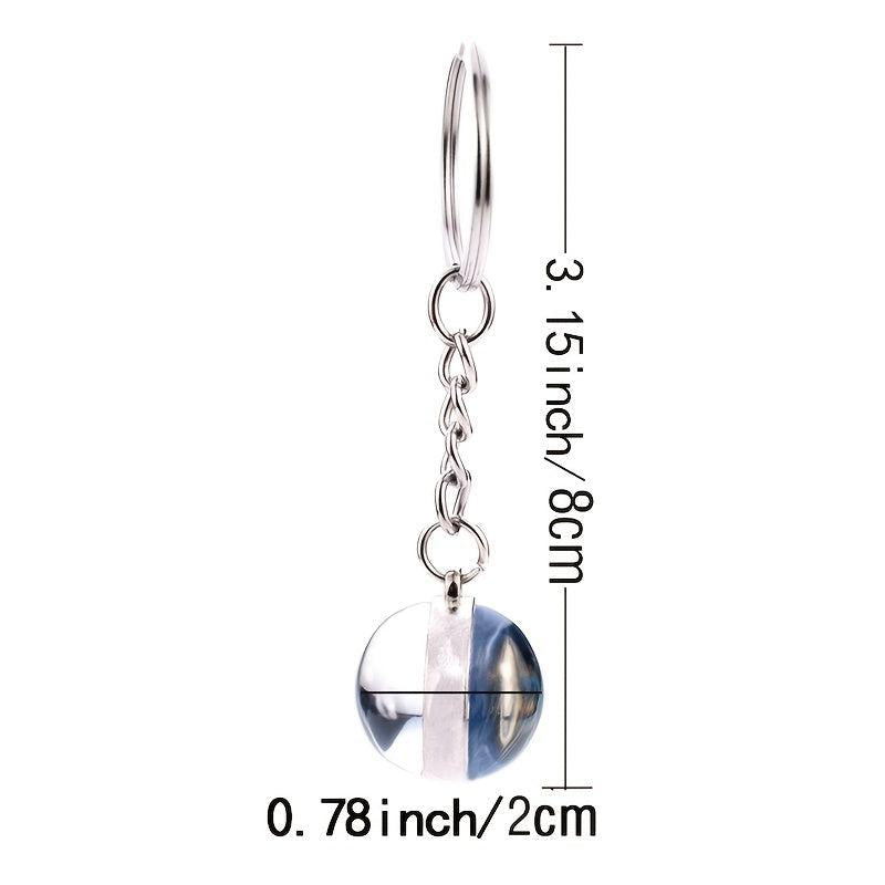 Solar System Planets Keychain Double Sided Glass Ball Astronomy Gift