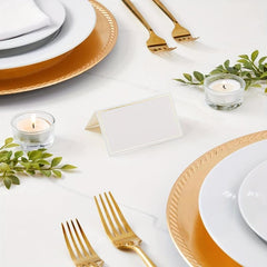 50 Small Place Cards with Golden Foil Border for Table Arrangement