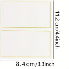 50 Small Place Cards with Golden Foil Border for Table Arrangement
