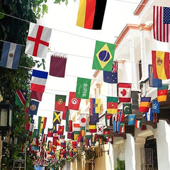 32 National Flags World Theme Party Decor Double sided Fabric Flags