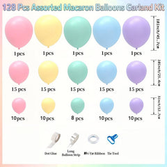 Pastel Macaron Rainbow Balloon Arch Kit for Wedding and Party Decor