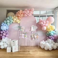 Pastel Macaron Rainbow Balloon Arch Kit for Wedding and Party Decor