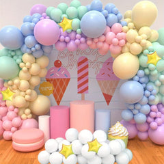 Pastel Macaron Rainbow Balloon Arch Kit for Wedding and Party Decor
