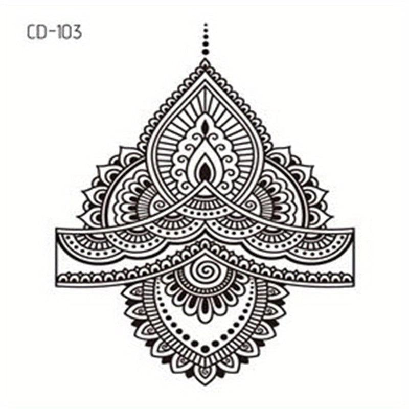 Vintage Exotic Flower Tattoo Sticker - Fashionable Design