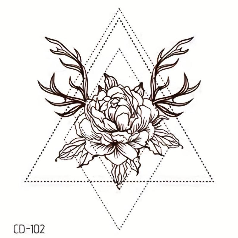 Vintage Exotic Flower Tattoo Sticker - Fashionable Design