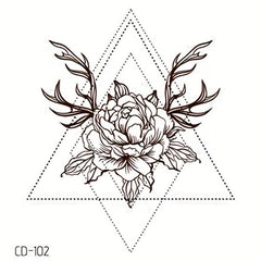 Vintage Exotic Flower Tattoo Sticker - Fashionable Design